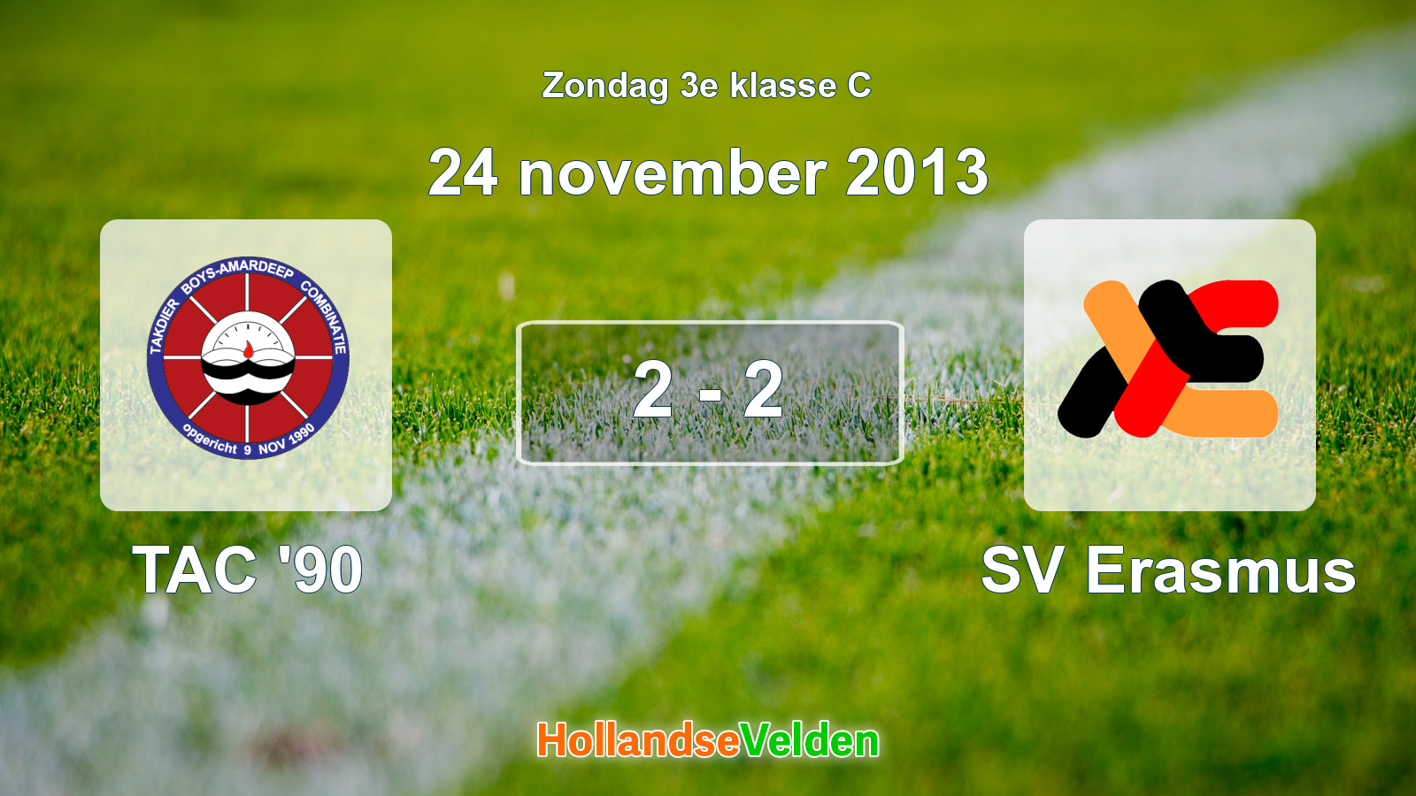 Gespeelde wedstrijd: TAC '90 - SV Erasmus 2 - 2 (24 november 2013)