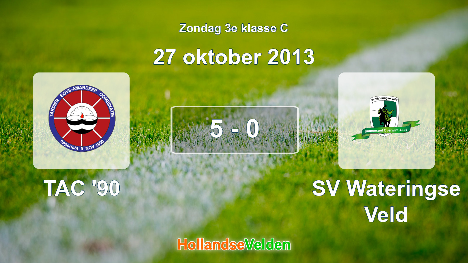 Gespeelde wedstrijd: TAC '90 - SV Wateringse Veld 5 - 0 (27 oktober 2013)