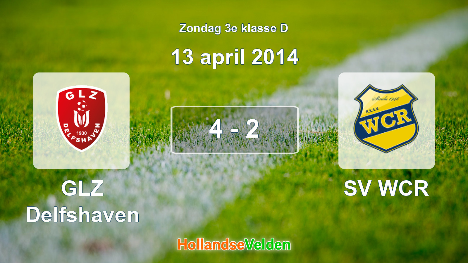 Gespeelde wedstrijd: GLZ Delfshaven - SV WCR 4 - 2 (13 april 2014)