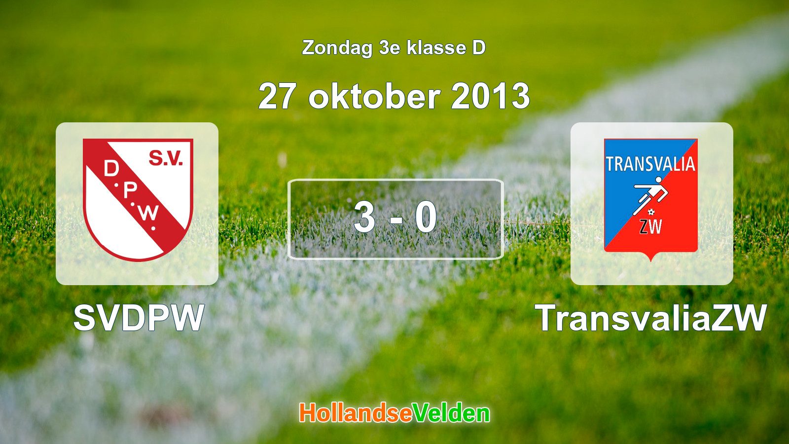 Gespeelde wedstrijd: SVDPW - TransvaliaZW 3 - 0 (27 oktober 2013)