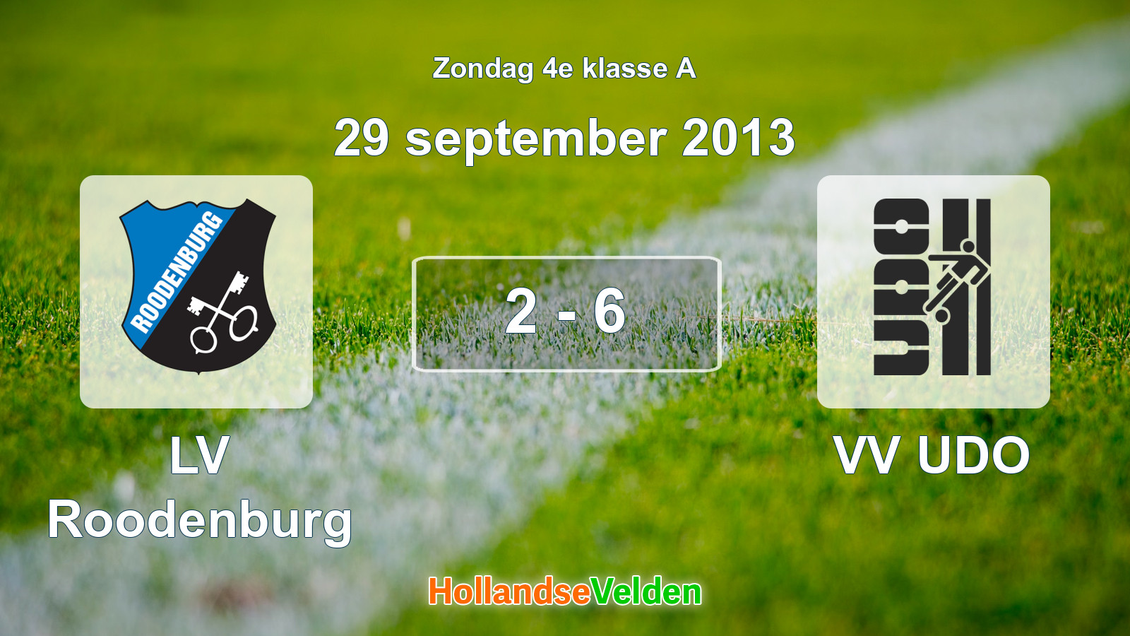 Gespeelde wedstrijd: LV Roodenburg - VV UDO 2 - 6 (29 september 2013)