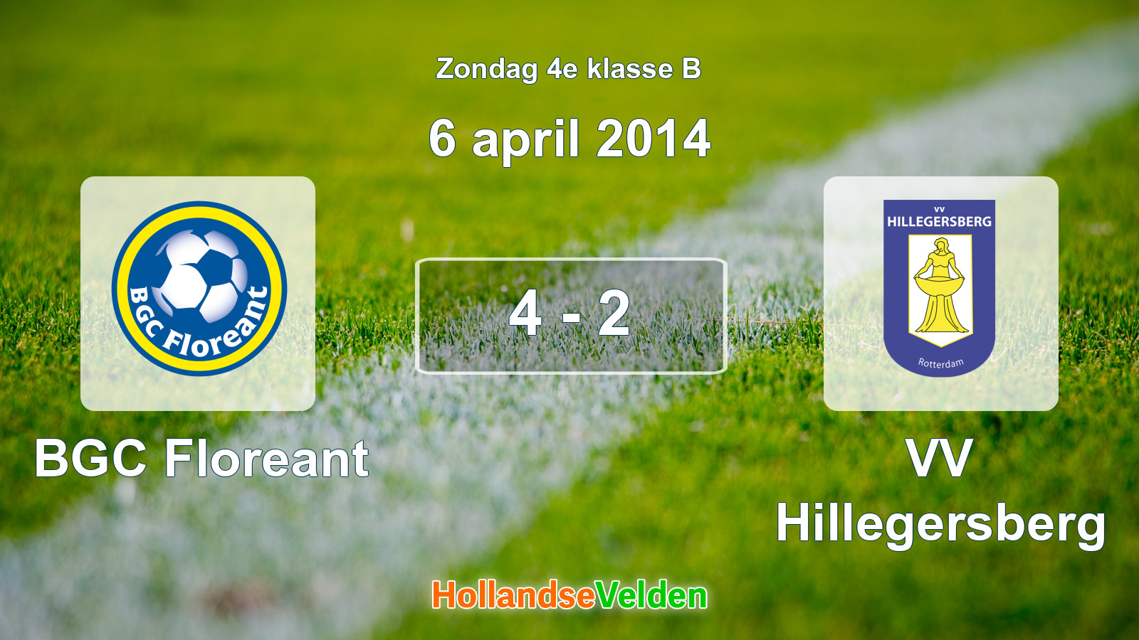 Gespeelde wedstrijd: BGC Floreant - VV Hillegersberg 4 - 2 (6 april 2014)