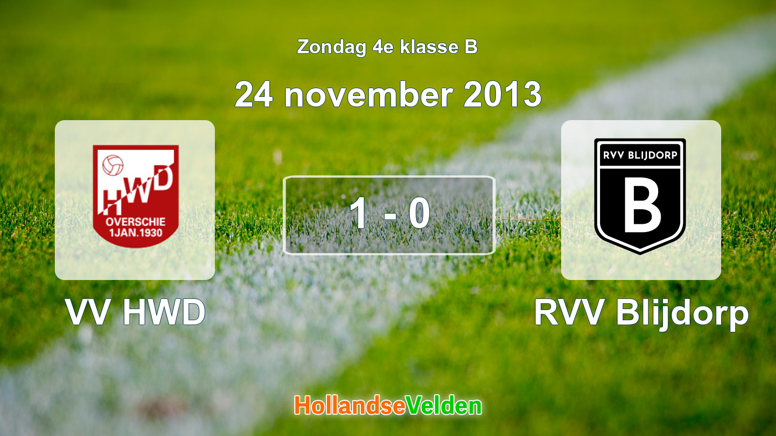 Gespeelde wedstrijd: VV HWD - RVV Blijdorp 1 - 0 (24 november 2013)