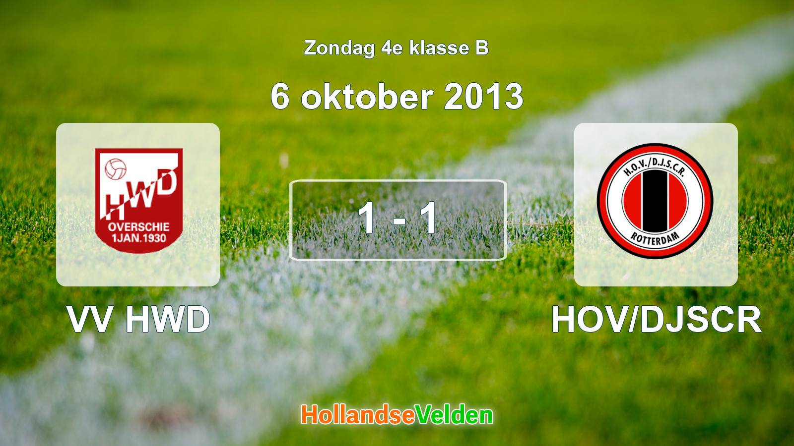 Gespeelde wedstrijd: VV HWD - HOV/DJSCR 1 - 1 (6 oktober 2013)