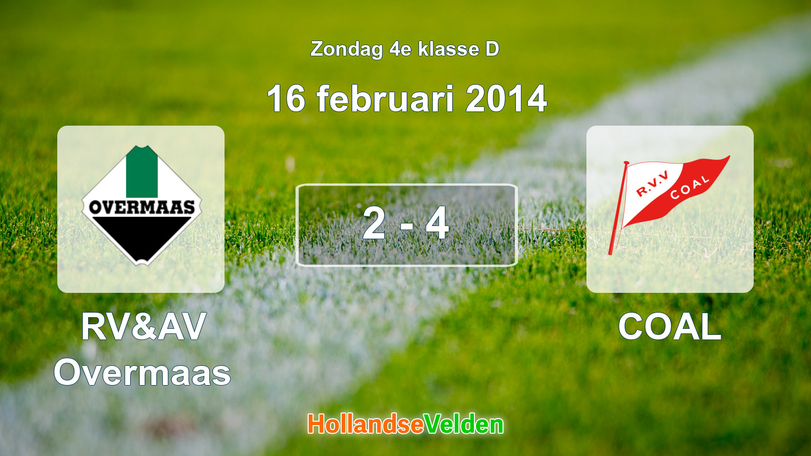 Gespeelde wedstrijd: RV&AV Overmaas - COAL 2 - 4 (16 februari 2014)