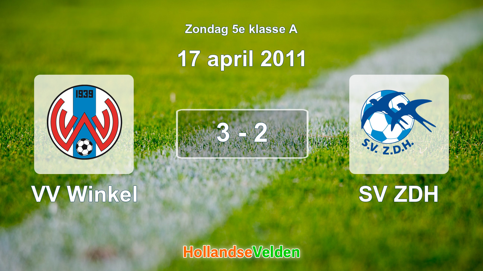Gespeelde wedstrijd: VV Winkel - SV ZDH 3 - 2 (17 april 2011)