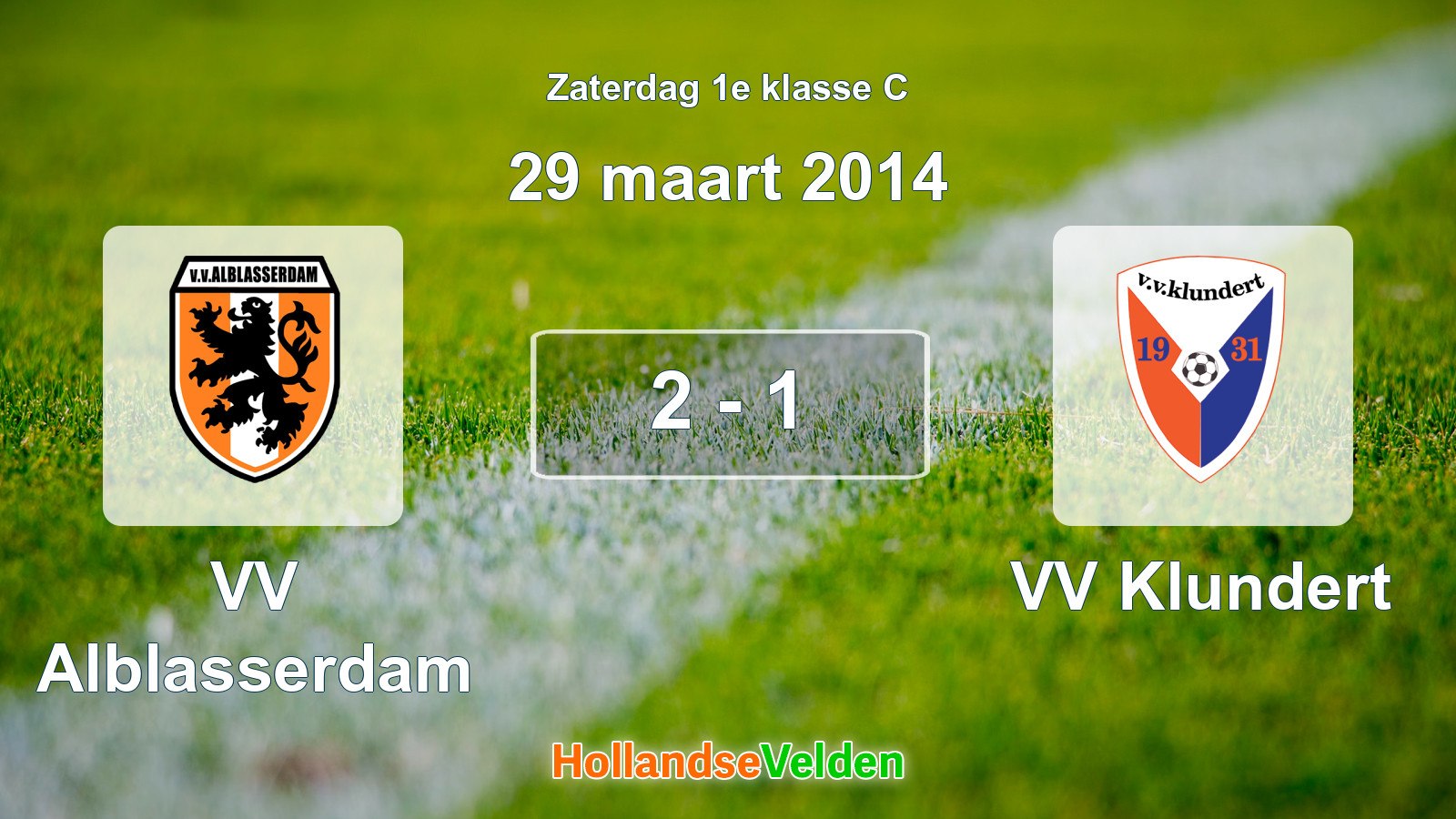 Gespeelde wedstrijd: VV Alblasserdam - VV Klundert 2 - 1 (29 maart 2014)