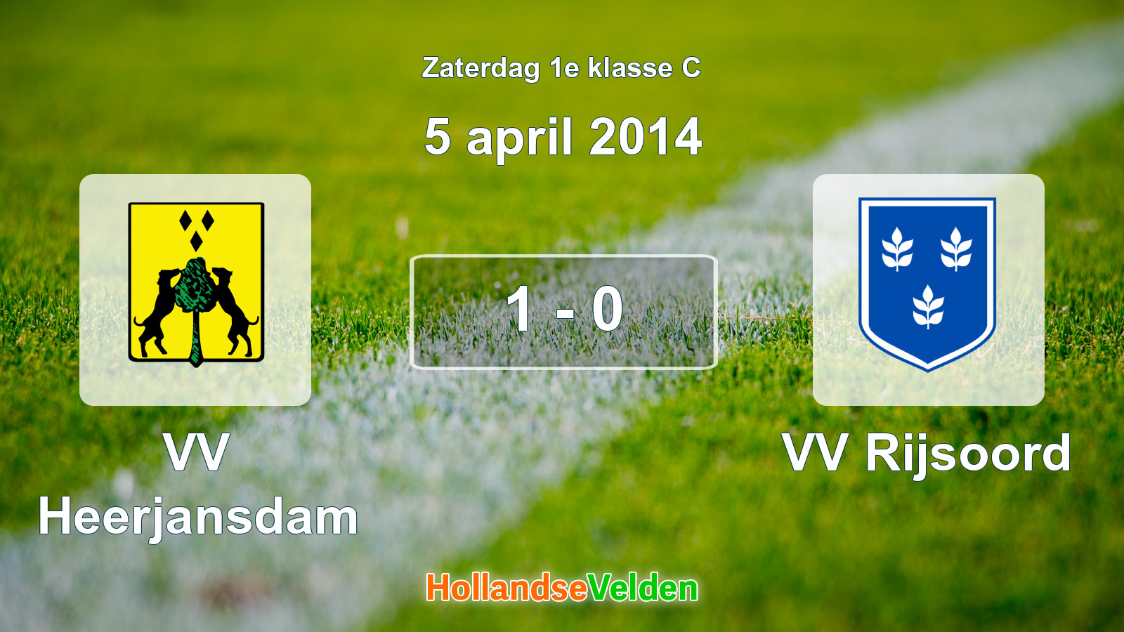 Gespeelde wedstrijd: VV Heerjansdam - VV Rijsoord 1 - 0 (5 april 2014)