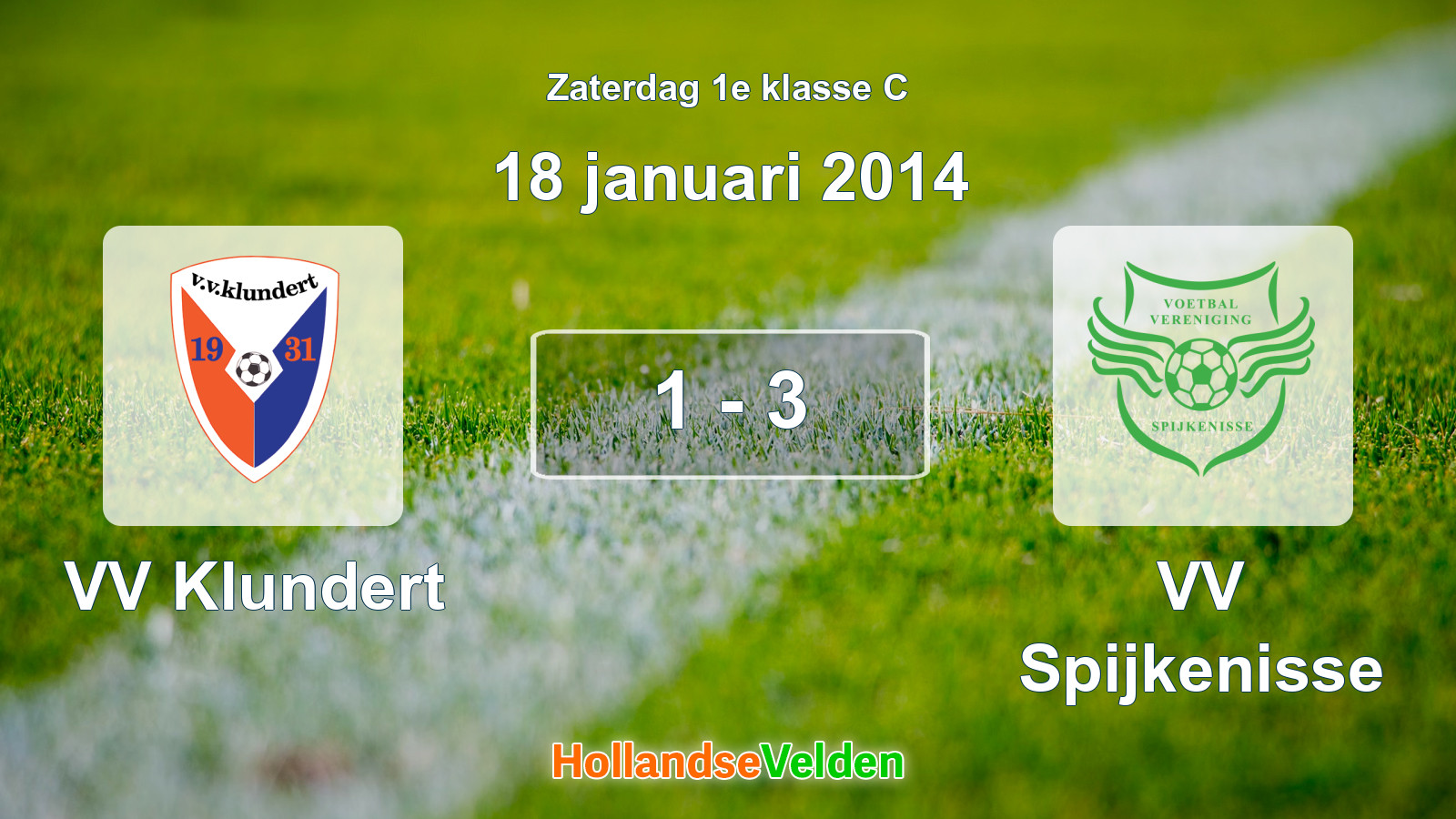 Gespeelde wedstrijd: VV Klundert - VV Spijkenisse 1 - 3 (18 januari 2014)