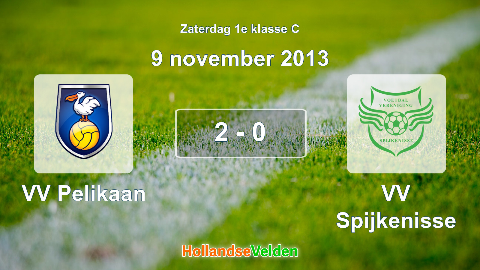 Gespeelde wedstrijd: VV Pelikaan - VV Spijkenisse 2 - 0 (9 november 2013)