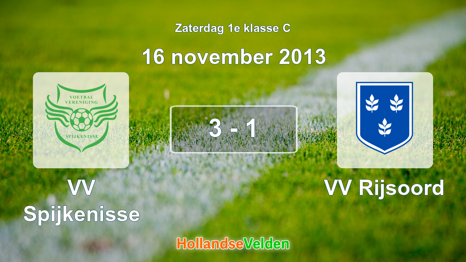 Gespeelde wedstrijd: VV Spijkenisse - VV Rijsoord 3 - 1 (16 november 2013)
