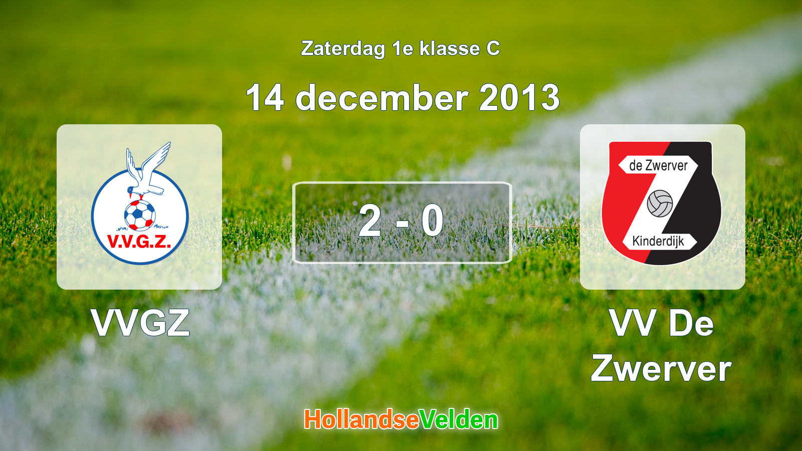 Gespeelde wedstrijd: VVGZ - VV De Zwerver 2 - 0 (14 december 2013)