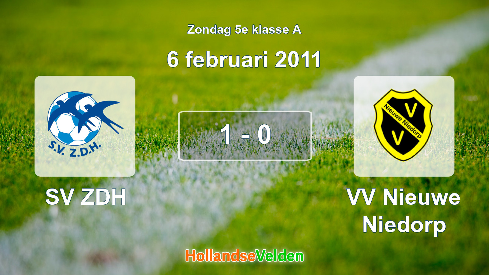 Gespeelde wedstrijd: SV ZDH - VV Nieuwe Niedorp 1 - 0 (6 februari 2011)