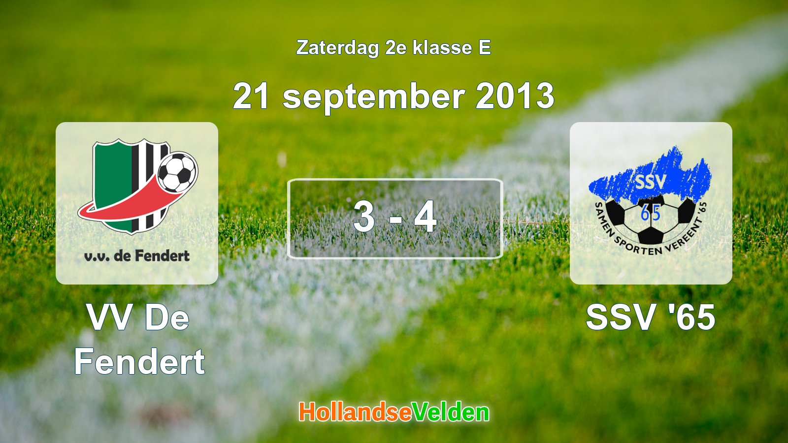 Gespeelde wedstrijd: VV De Fendert - SSV '65 3 - 4 (21 september 2013)