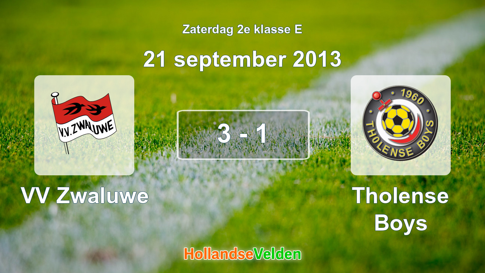 Gespeelde wedstrijd: VV Zwaluwe - Tholense Boys 3 - 1 (21 september 2013)