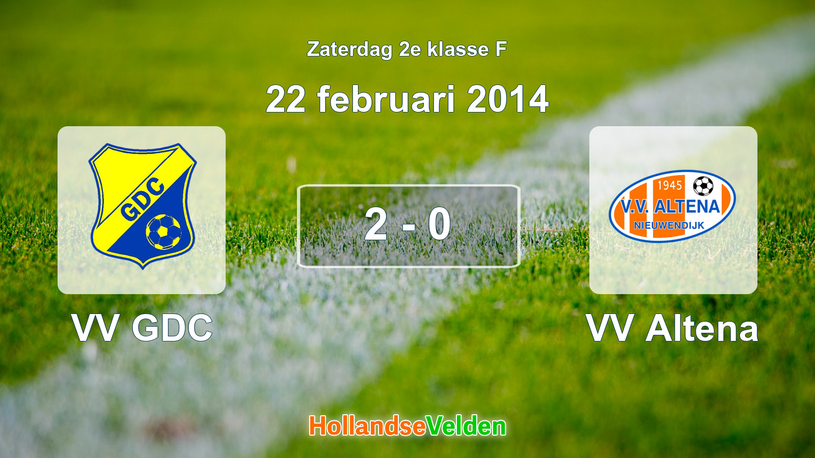 Gespeelde wedstrijd: VV GDC - VV Altena 2 - 0 (22 februari 2014)