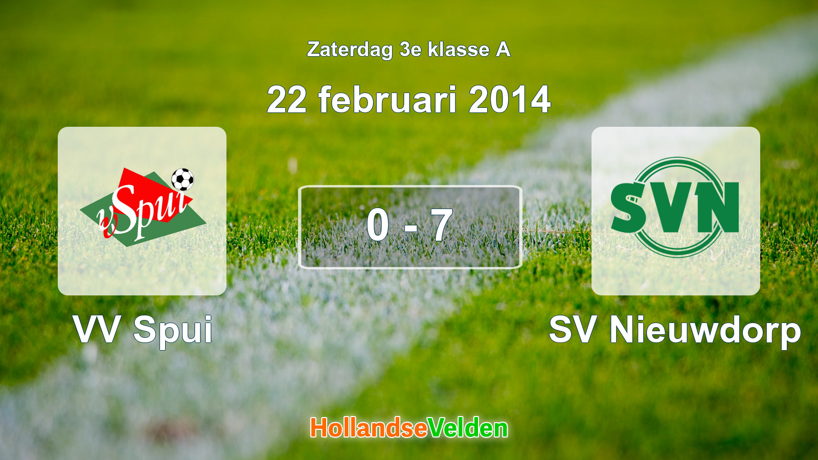 Gespeelde wedstrijd: VV Spui - SV Nieuwdorp 0 - 7 (22 februari 2014)