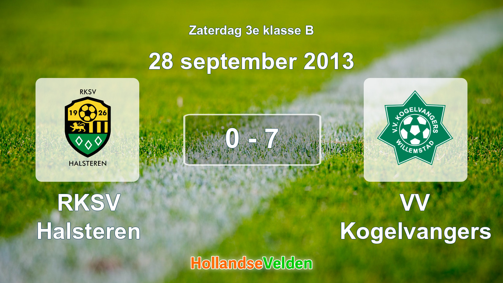 Gespeelde wedstrijd: RKSV Halsteren - VV Kogelvangers 0 - 7 (28 september 2013)