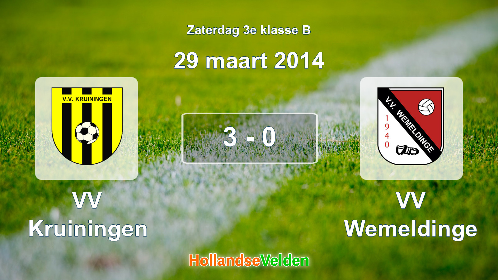 Gespeelde wedstrijd: VV Kruiningen - VV Wemeldinge 3 - 0 (29 maart 2014)