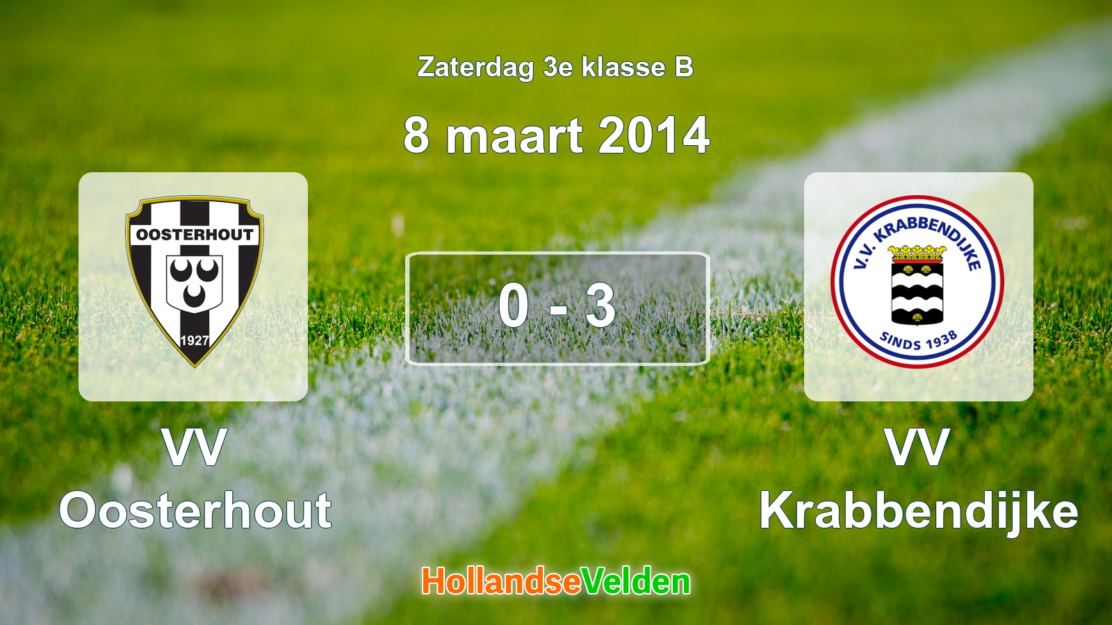 Gespeelde wedstrijd: VV Oosterhout - VV Krabbendijke 0 - 3 (8 maart 2014)