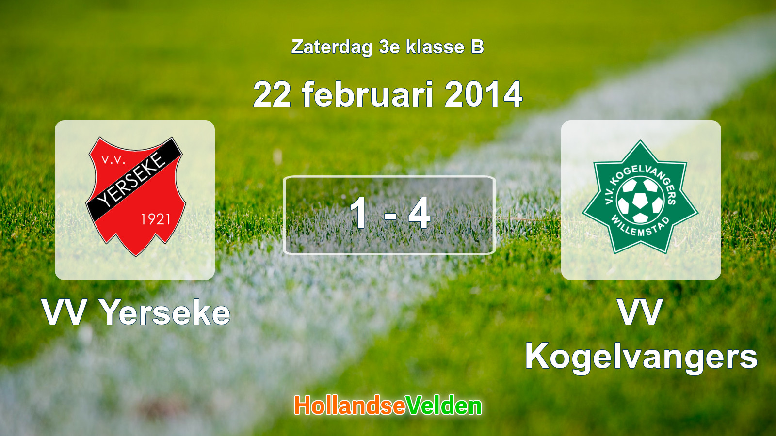 Gespeelde wedstrijd: VV Yerseke - VV Kogelvangers 1 - 4 (22 februari 2014)
