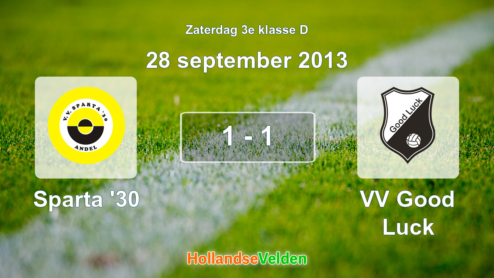Gespeelde wedstrijd: Sparta '30 - VV Good Luck 1 - 1 (28 september 2013)