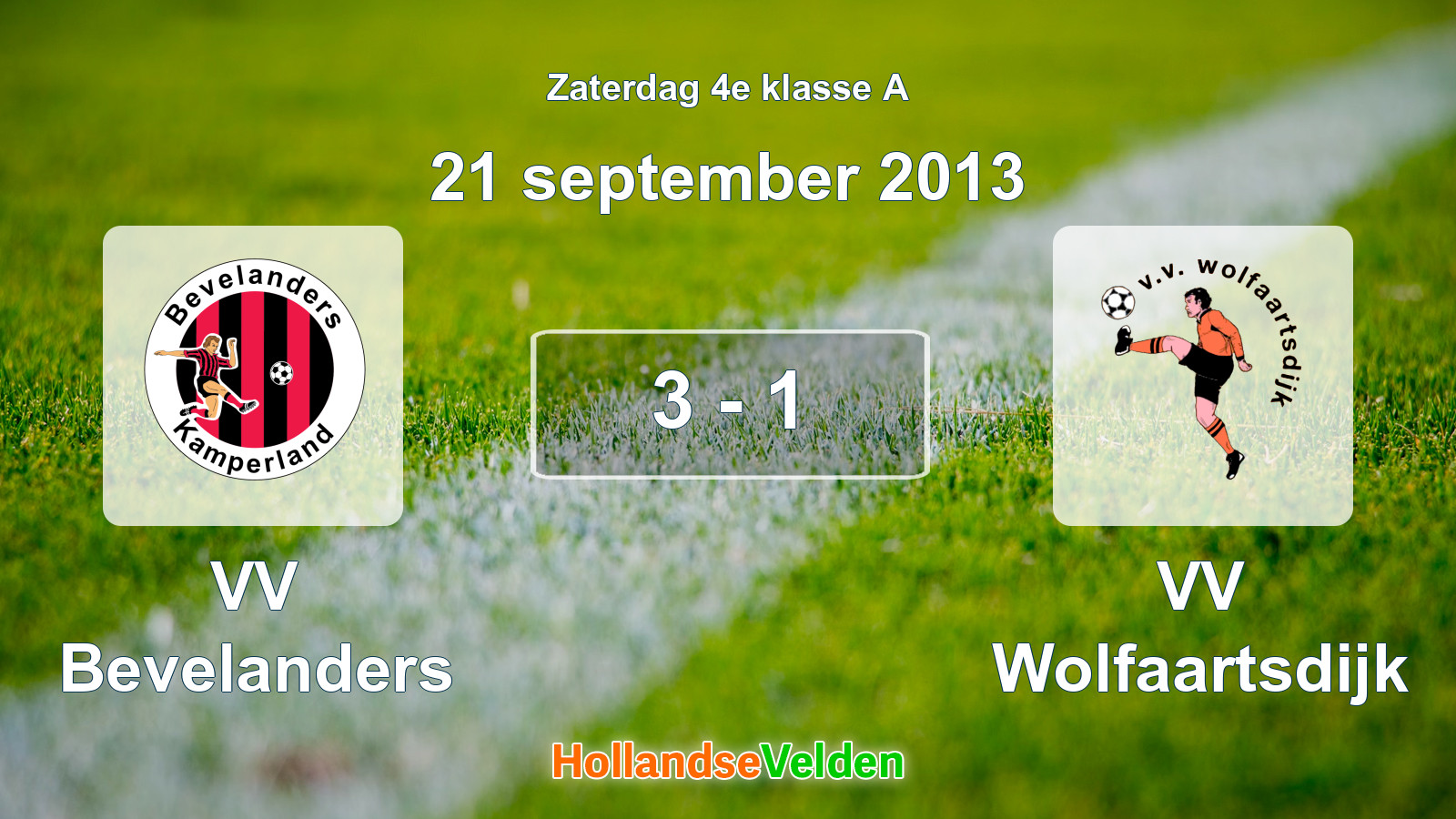 Gespeelde wedstrijd: VV Bevelanders - VV Wolfaartsdijk 3 - 1 (21 september 2013)