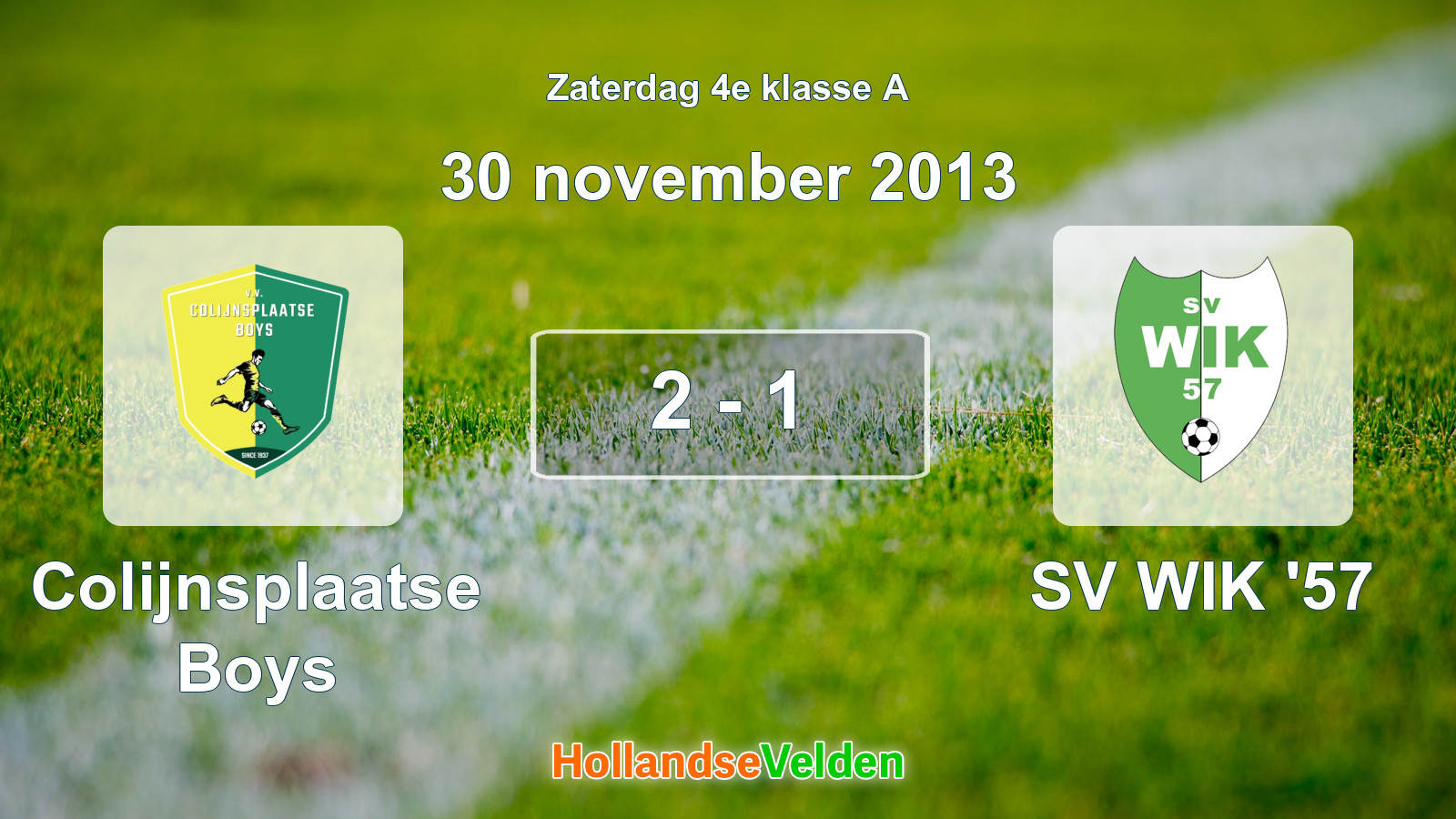 Gespeelde wedstrijd: Colijnsplaatse Boys - SV WIK '57 2 - 1 (30 november 2013)