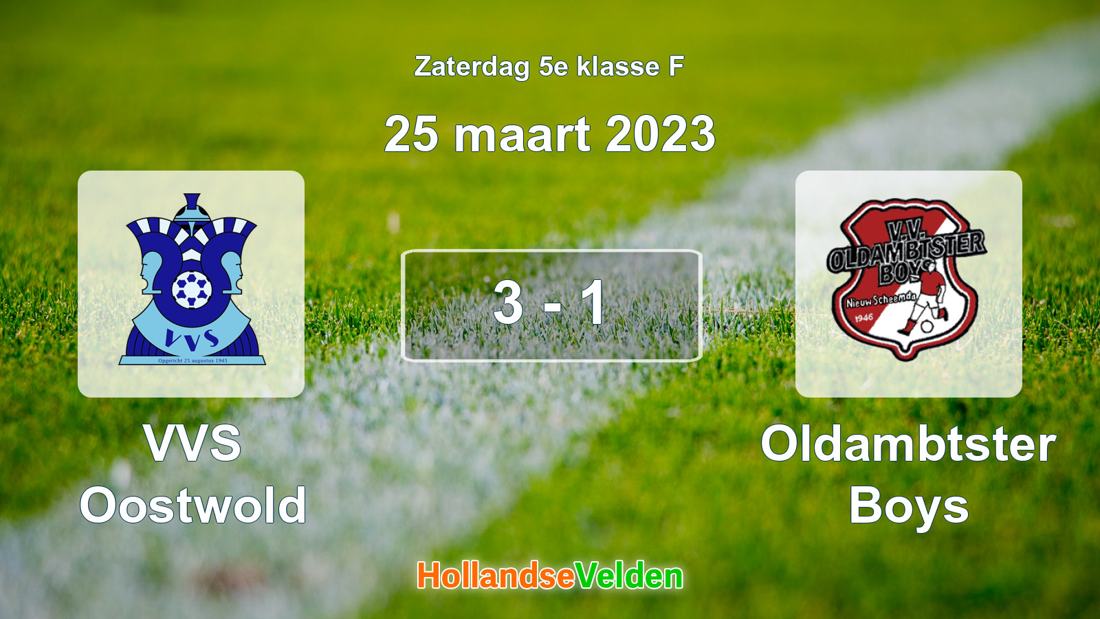 Gespeelde wedstrijd: VVS Oostwold - Oldambtster Boys 3 - 1 (25 maart 2023)