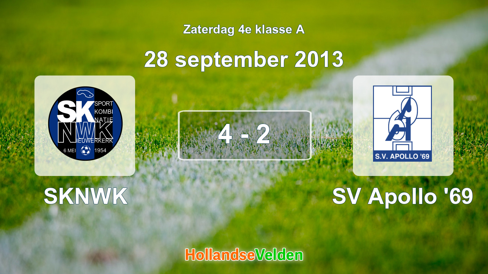 Gespeelde wedstrijd: SKNWK - SV Apollo '69 4 - 2 (28 september 2013)