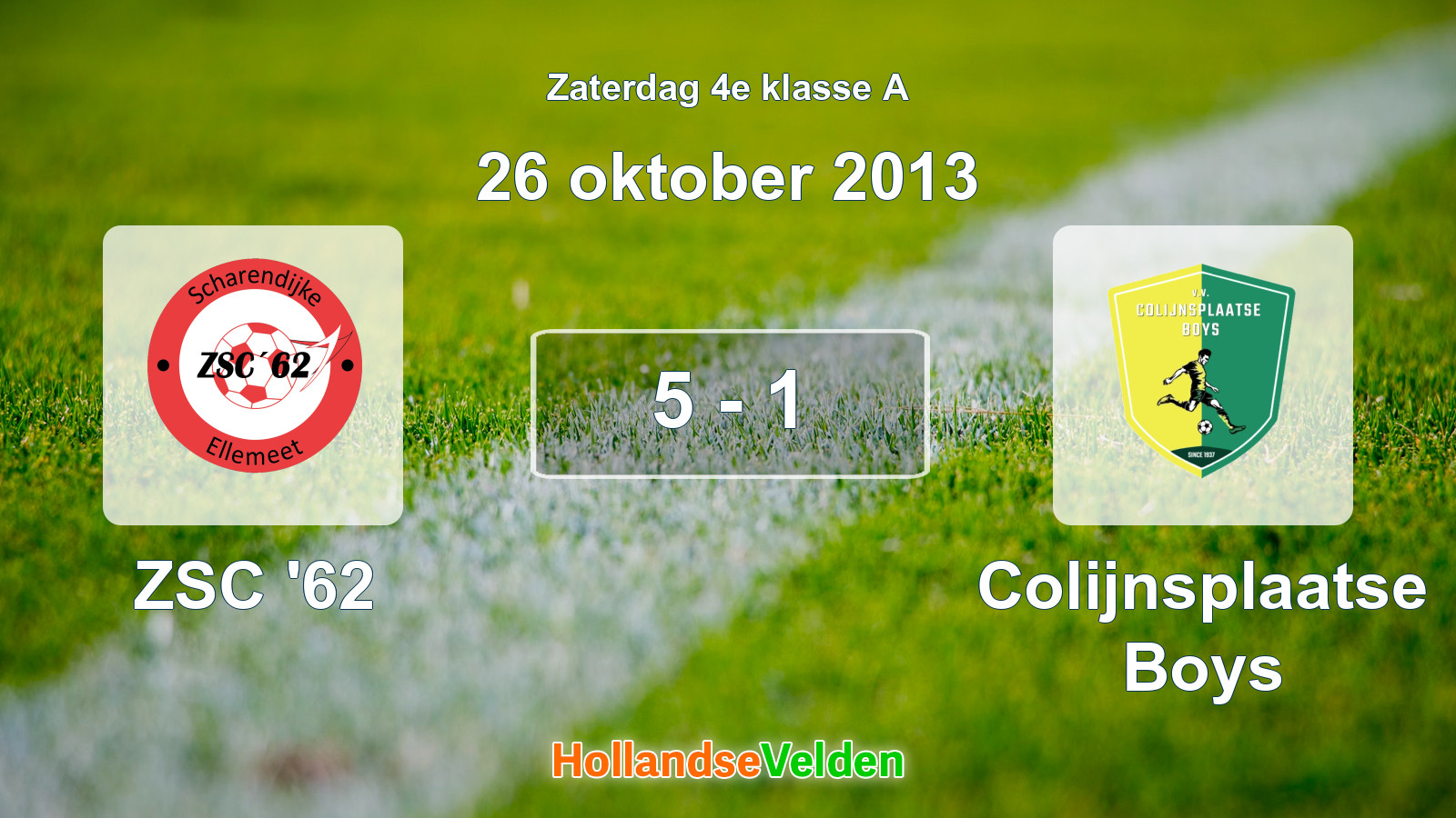Gespeelde wedstrijd: ZSC '62 - Colijnsplaatse Boys 5 - 1 (26 oktober 2013)