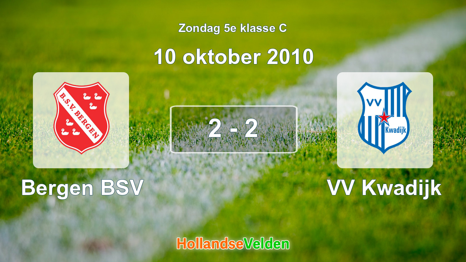 Gespeelde wedstrijd: Bergen BSV - VV Kwadijk 2 - 2 (10 oktober 2010)