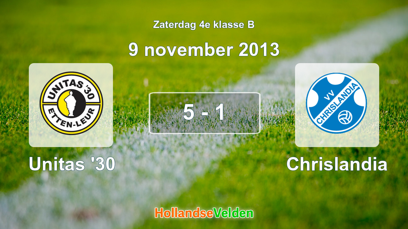 Gespeelde wedstrijd: Unitas '30 - Chrislandia 5 - 1 (9 november 2013)