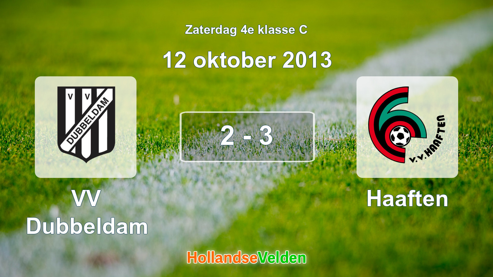 Gespeelde wedstrijd: VV Dubbeldam - Haaften 2 - 3 (12 oktober 2013)
