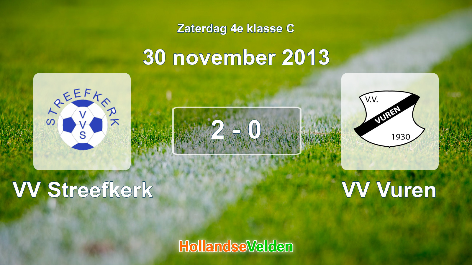 Gespeelde wedstrijd: VV Streefkerk - VV Vuren 2 - 0 (30 november 2013)