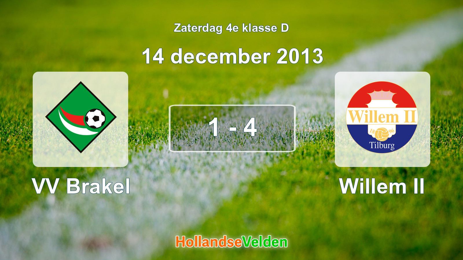 Gespeelde wedstrijd: VV Brakel - Willem II 1 - 4 (14 december 2013)