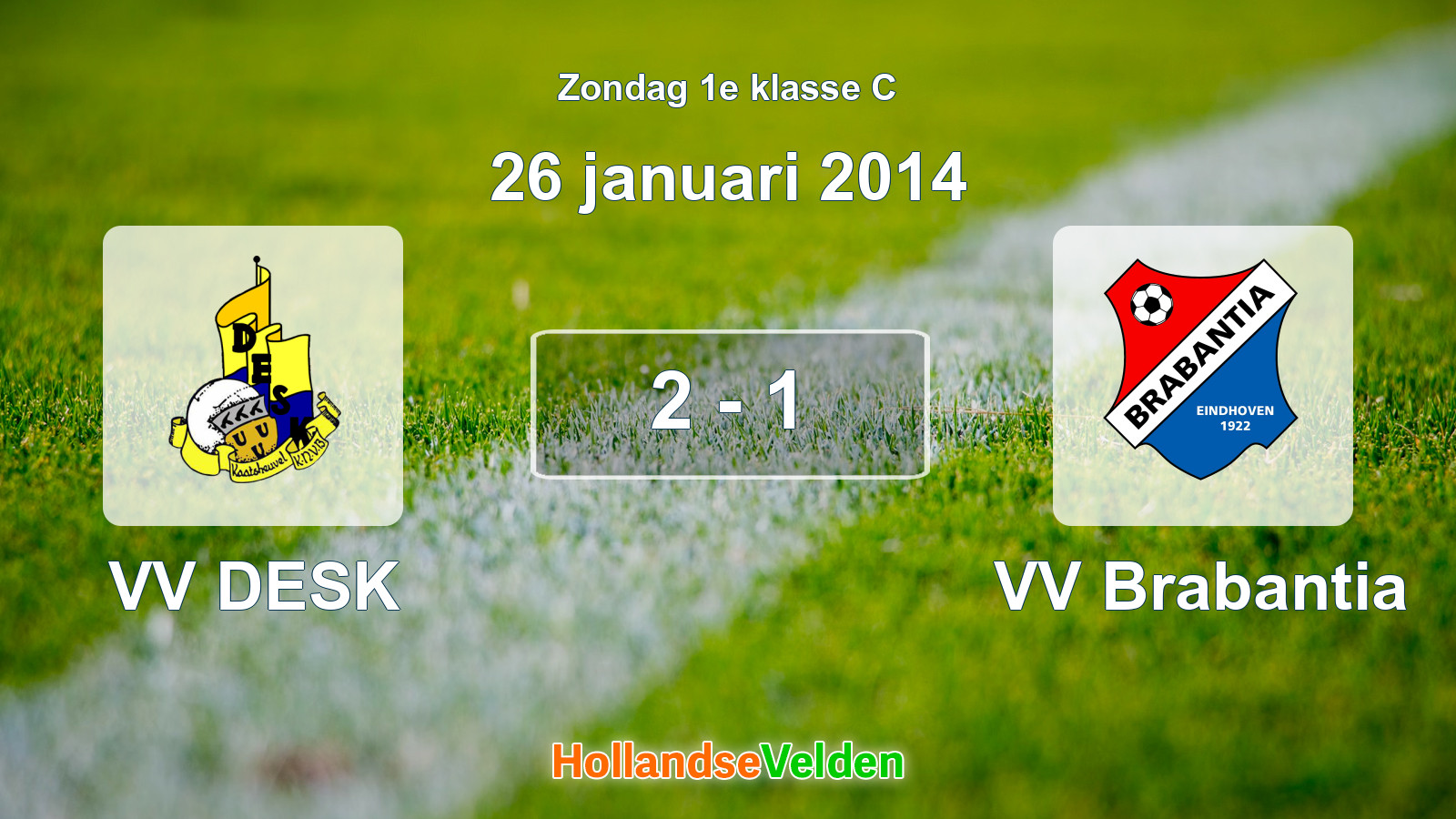 Gespeelde wedstrijd: VV DESK - VV Brabantia 2 - 1 (26 januari 2014)