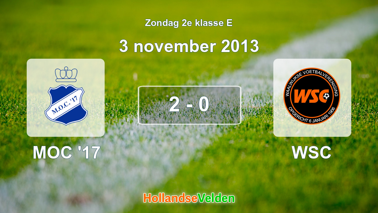 Gespeelde wedstrijd: MOC '17 - WSC 2 - 0 (3 november 2013)