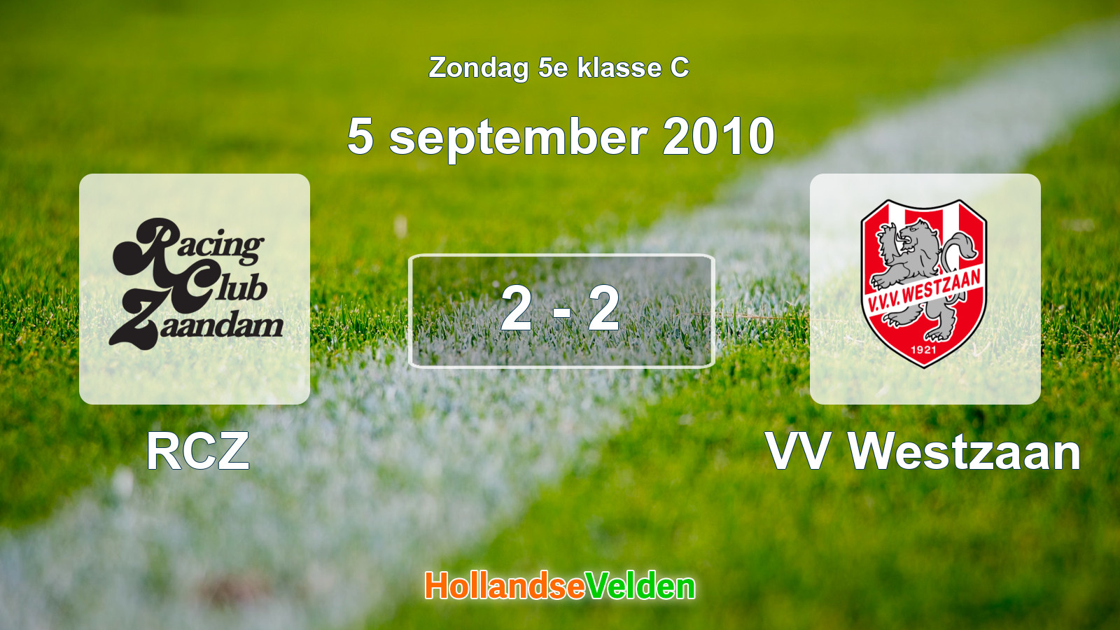 Gespeelde wedstrijd: RCZ - VV Westzaan 2 - 2 (5 september 2010)