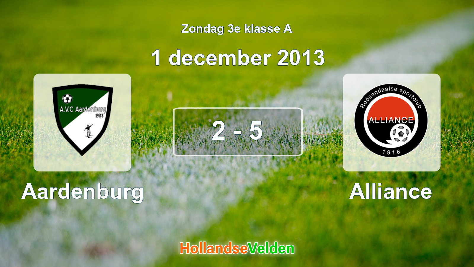 Gespeelde wedstrijd: Aardenburg - Alliance 2 - 5 (1 december 2013)