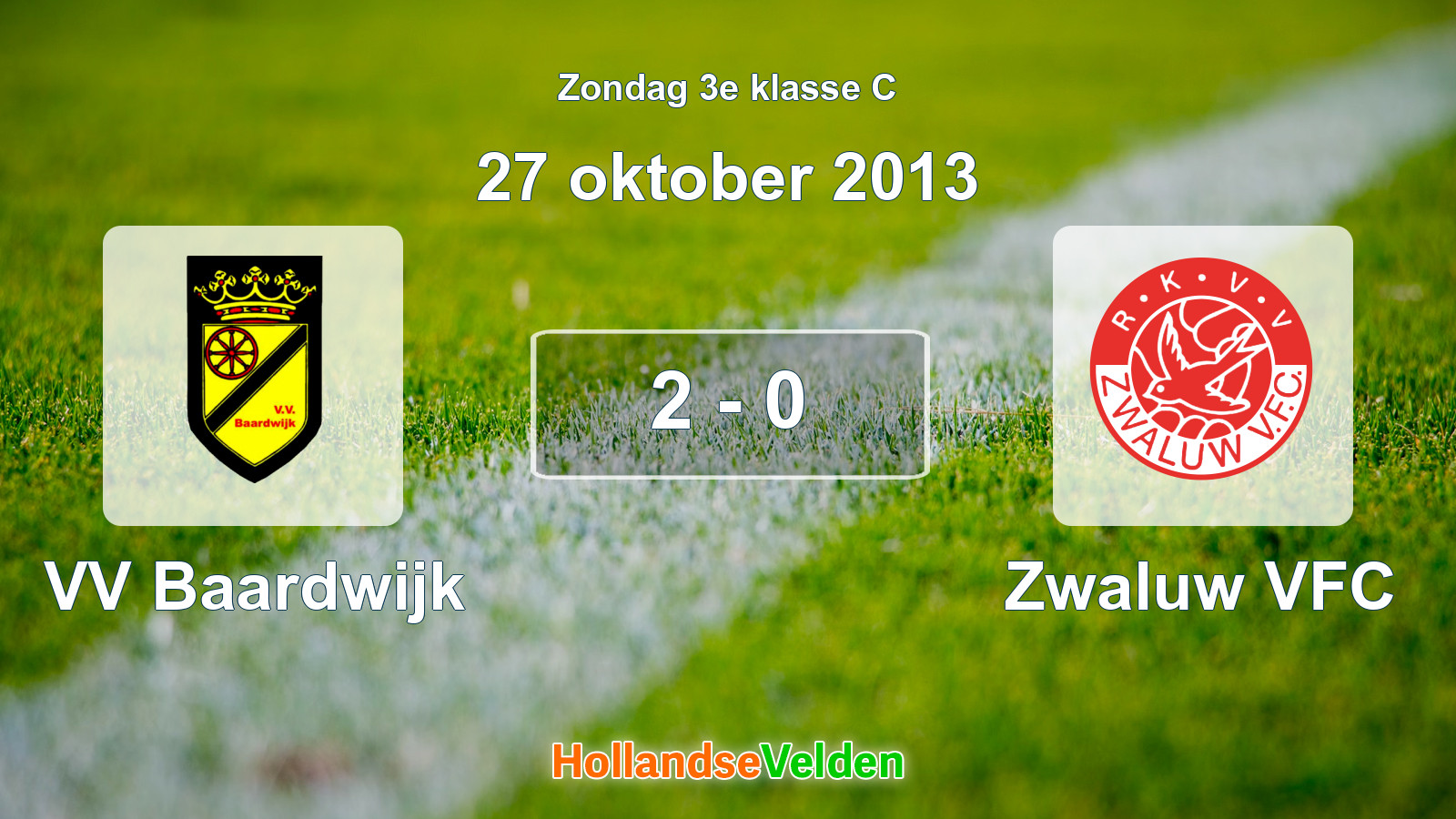 Gespeelde wedstrijd: VV Baardwijk - Zwaluw VFC 2 - 0 (27 oktober 2013)
