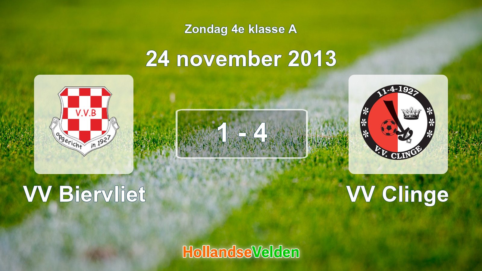 Gespeelde wedstrijd: VV Biervliet - VV Clinge 1 - 4 (24 november 2013)