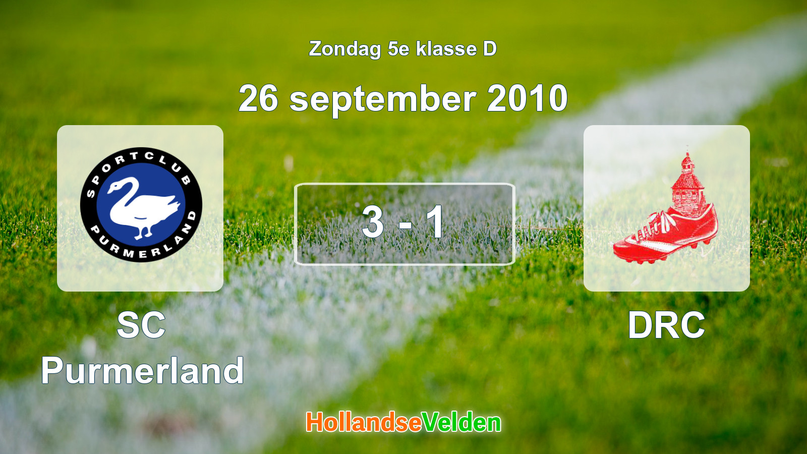 Gespeelde wedstrijd: SC Purmerland - DRC 3 - 1 (26 september 2010)