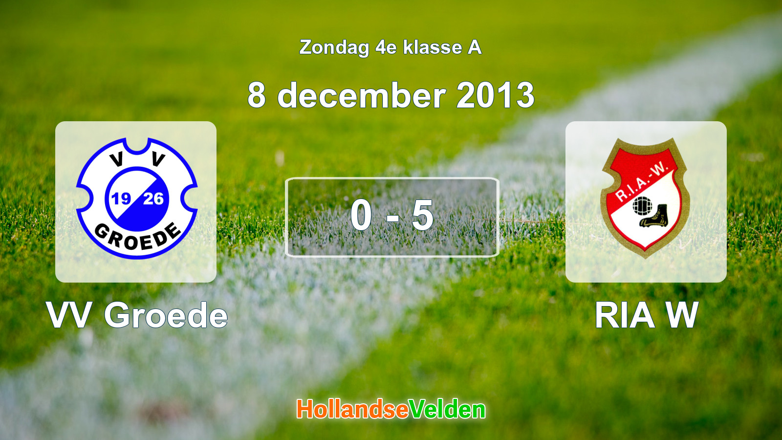 Gespeelde wedstrijd: VV Groede - RIA W 0 - 5 (8 december 2013)