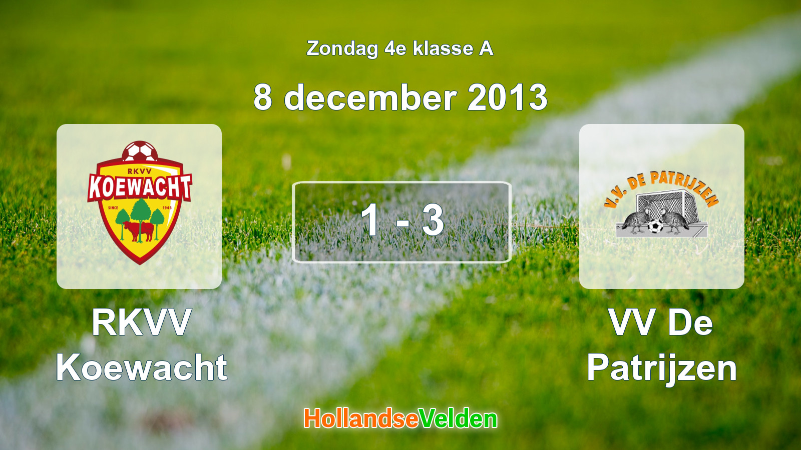 Gespeelde wedstrijd: RKVV Koewacht - VV De Patrijzen 1 - 3 (8 december 2013)