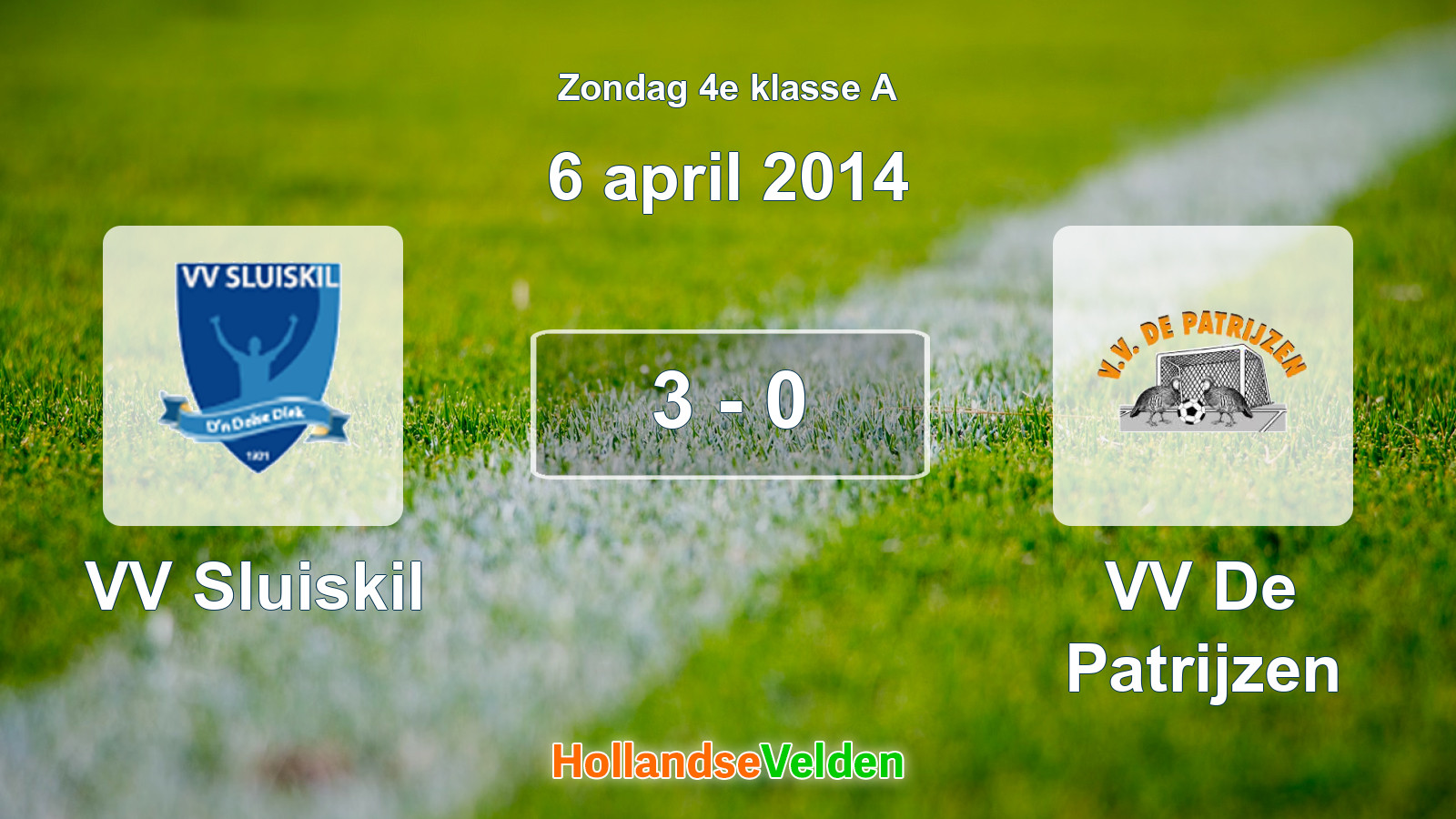 Gespeelde wedstrijd: VV Sluiskil - VV De Patrijzen 3 - 0 (6 april 2014)