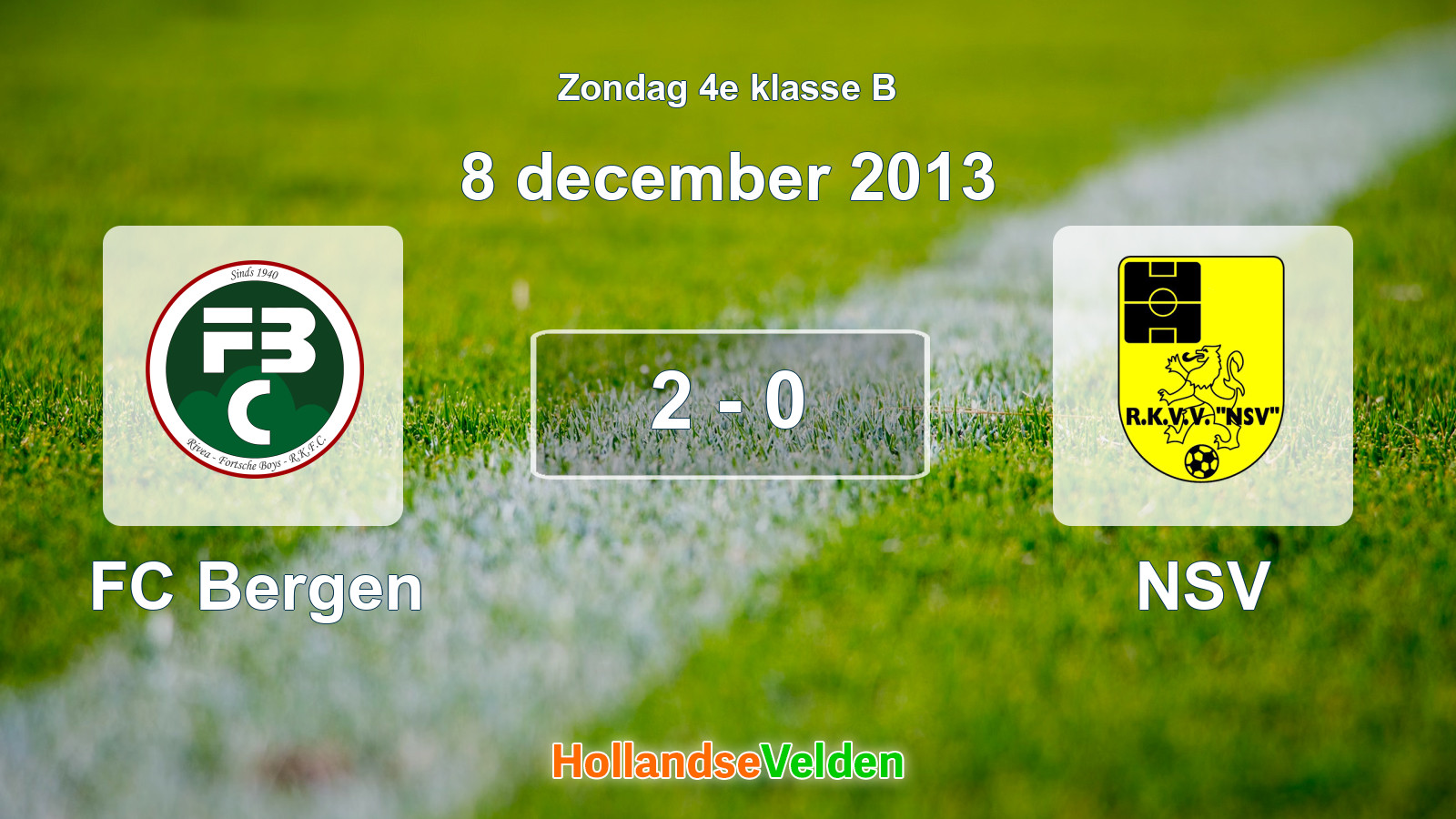 Gespeelde wedstrijd: FC Bergen - NSV 2 - 0 (8 december 2013)