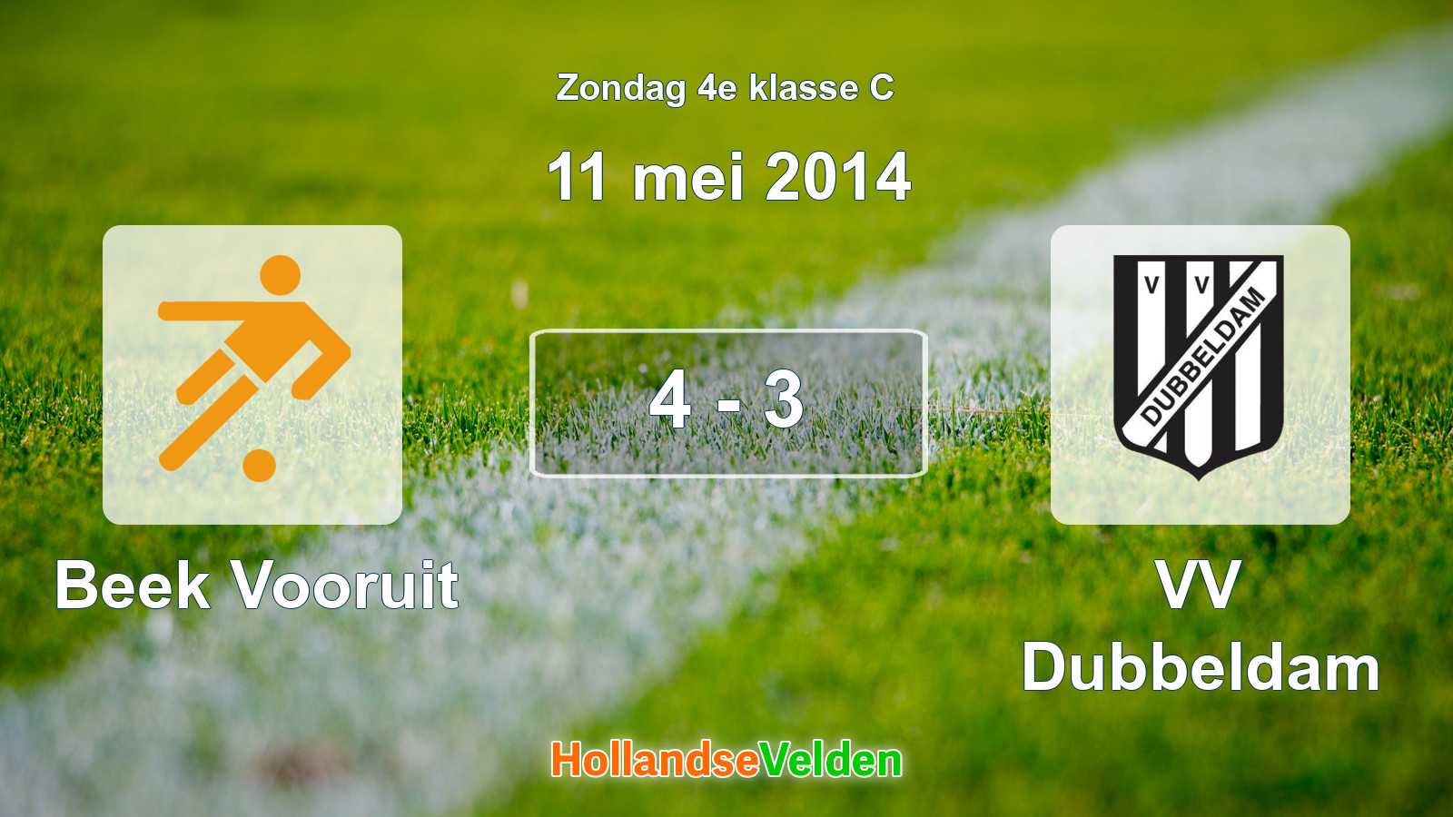 Gespeelde wedstrijd: Beek Vooruit - VV Dubbeldam 4 - 3 (11 mei 2014)