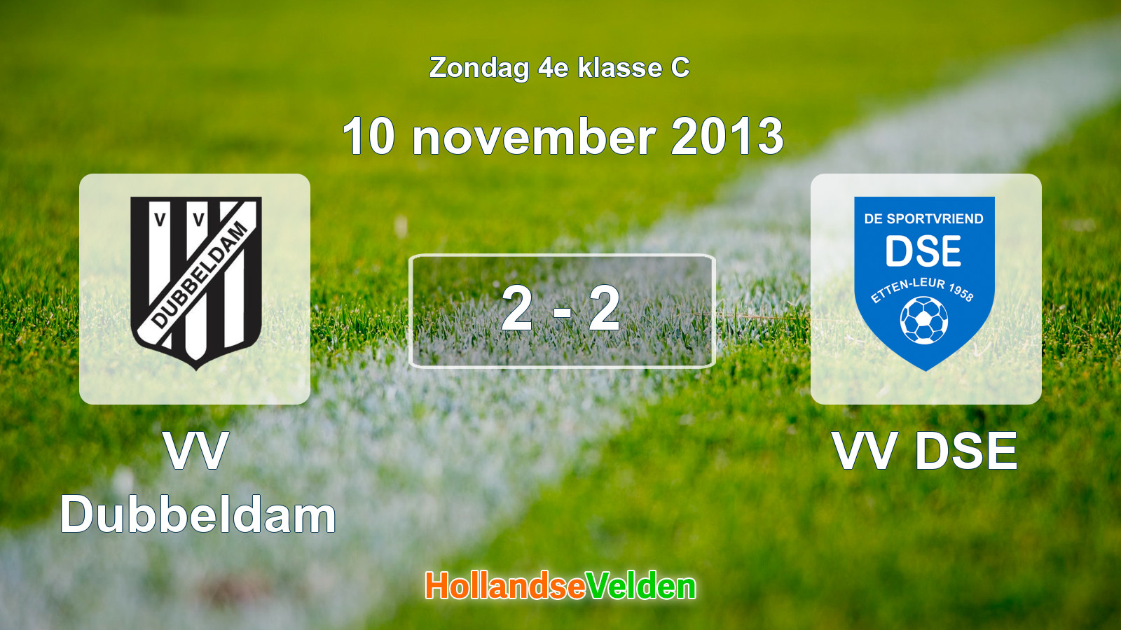 Gespeelde wedstrijd: VV Dubbeldam - VV DSE 2 - 2 (10 november 2013)