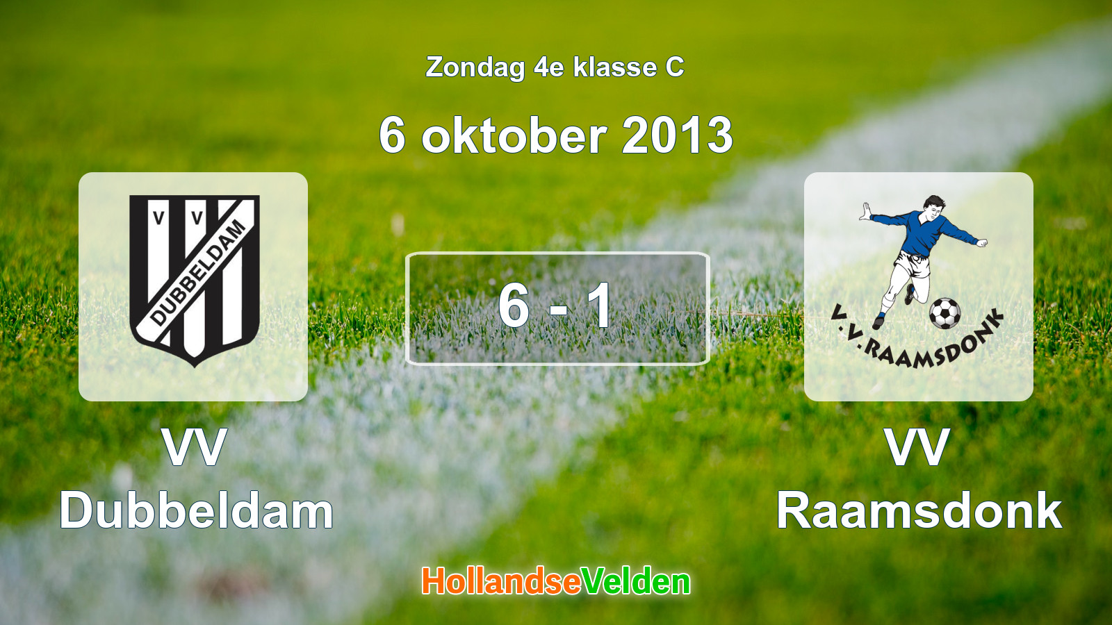 Gespeelde wedstrijd: VV Dubbeldam - VV Raamsdonk 6 - 1 (6 oktober 2013)